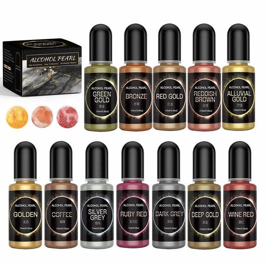 Metallic alcohol ink set of 10 CRYSTAL EPOXY 3D RENDERING ALCOHOL INK PIGMENTS