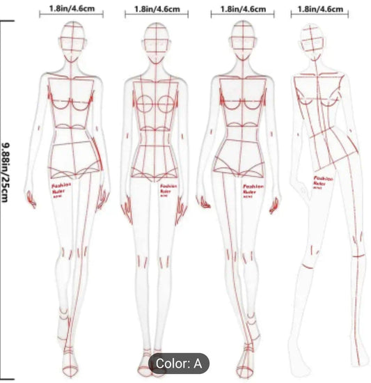 Professional Fashion Design Ruler Set with Human Dynamic Template