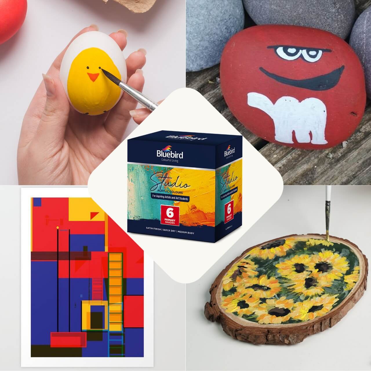 Studio Acrylic Colours - 100 ml - Set of 6 Primary Shades