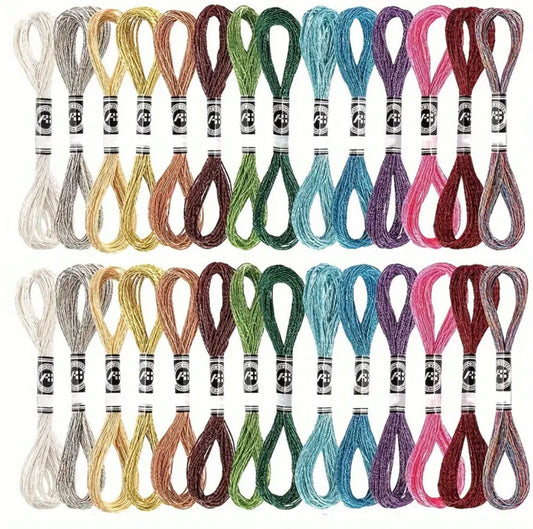 28 Skeins Metallic Embroidery Floss 12 PLY Embroidery Threads Cross Stitch Thread (14 Colors)