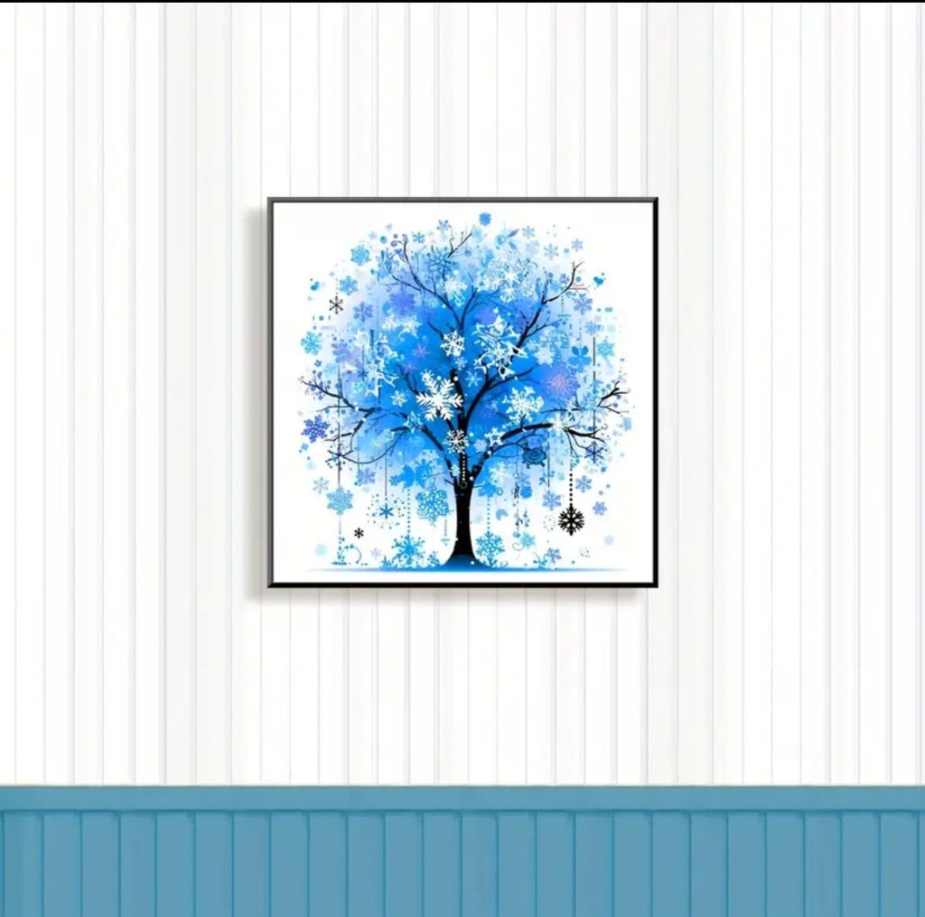 Beginner's Cross Stitch Kit - Tree Design 11CT Medium Grid with 3-Strand Thread All-Season Floral Embroidery Set
