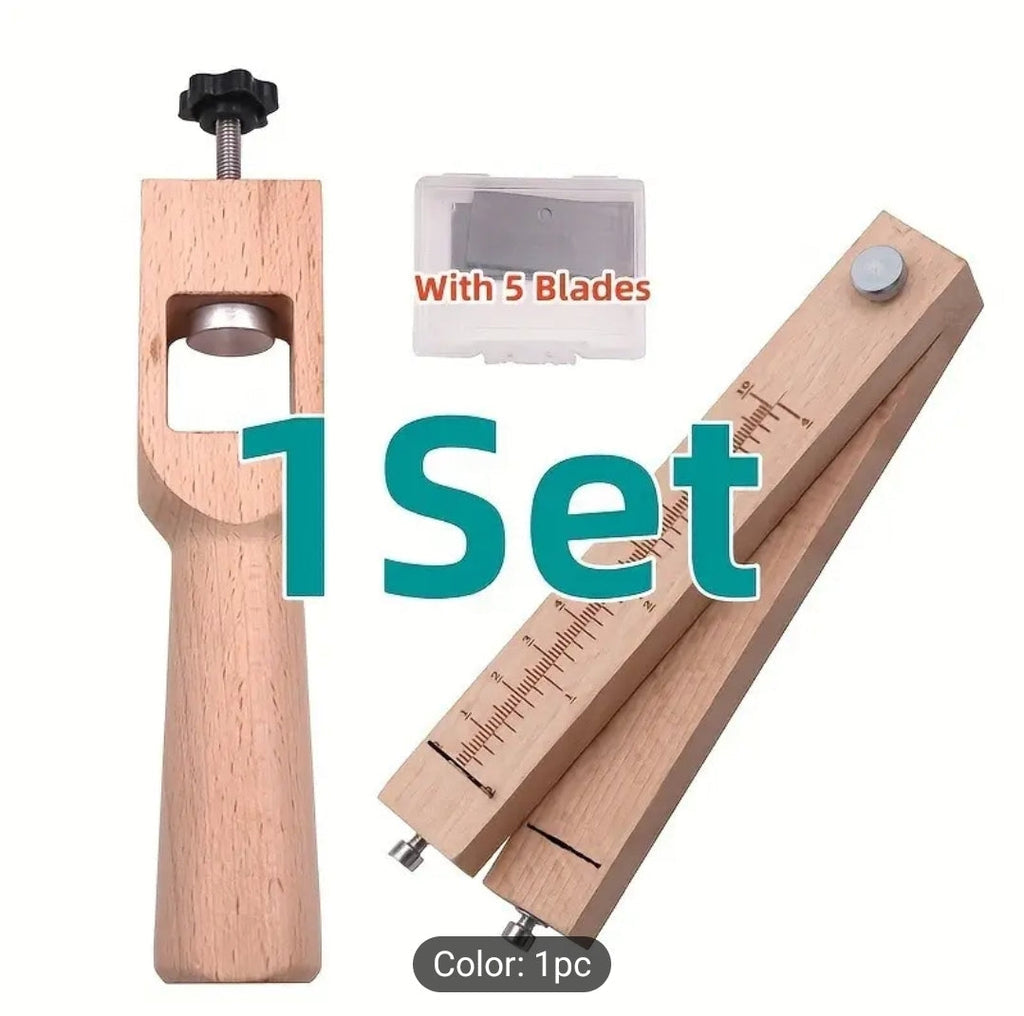 Premium Faux Leather Belt Cutter - Wood & Metal DIY Craft Tool for Precision Rope Dividing