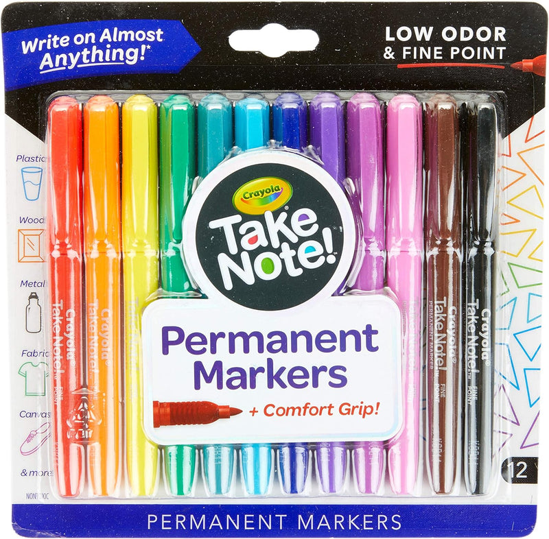 Crayola Take Note Fine Tip Permanent Markers Pack of 12