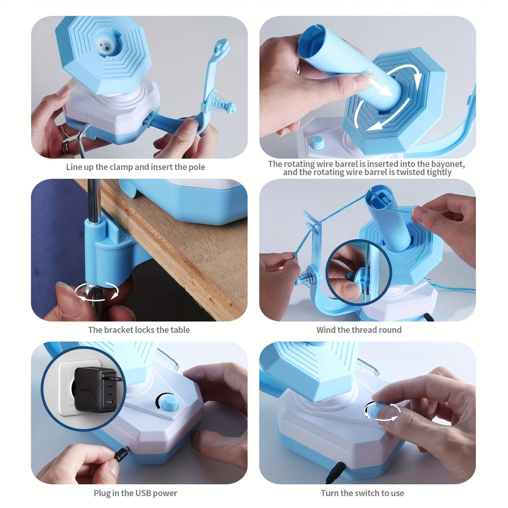 USB-Powered Electric Yarn Winder - Automatic Winding, Time-Saving Knitting Accessory
